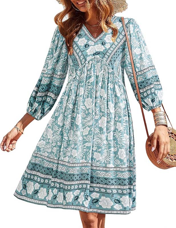 Amazon BTFBM Women Casual Spring Summer Dresses V Neck 3-4 long sleeve ruffle floral flowy Boho Babydoll Mini Short Beach Dress web Amazon BTFBM Women Casual Spring Summer Dresses V Neck 3-4 long sleeve ruffle floral flowy Boho Babydoll Mini Short Beach Dress
