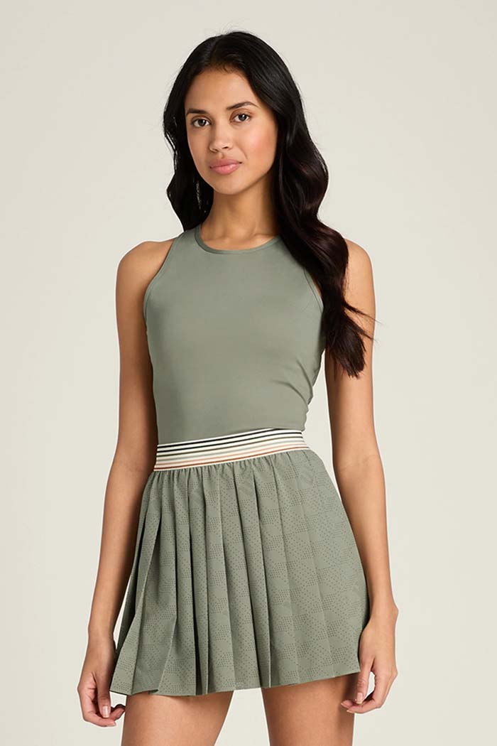 Laser Cut Pleat Dress