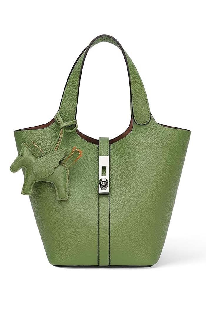 MYEVAA Tote Bag for Women Top Handle Handbag Satchel Bag for Women Vegan Leather Lock Design Bucket Purse for Work Evening
