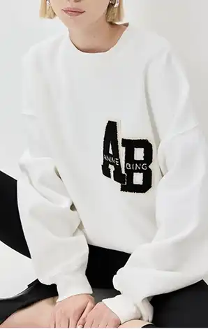 Anne Bing Miles Sweatshirt Letterman Off White