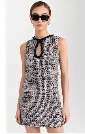 Self Portrait Black Boucle Embellished Mini Dress